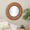 Brown Seagrass Handmade Wall Mirror with Black Inner Frame